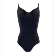 NEW                      Mirella MB7224 Black Label Ruched V-Neck Leotard 