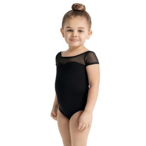 Capezio® SE1039C Childrens Studio Mesh Yoke Short Sleeve Leotard 