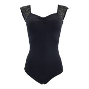 So Danca SL-208 Black Lace Cap Sleeve Leotard