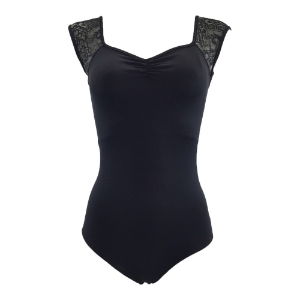 So Danca SL-208 Black Lace Cap Sleeve Leotard